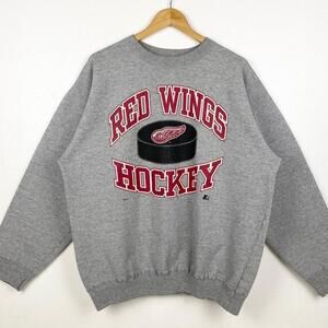1997 Nhl Detroit Red Wings Crewneck Sweatshirt Print Logo Grey Color